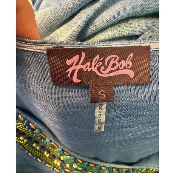 Hale Bob  Blue Yellow Tie Dye Long Sleeve Beaded Jersey Dress Size Small - Picture 5 of 13